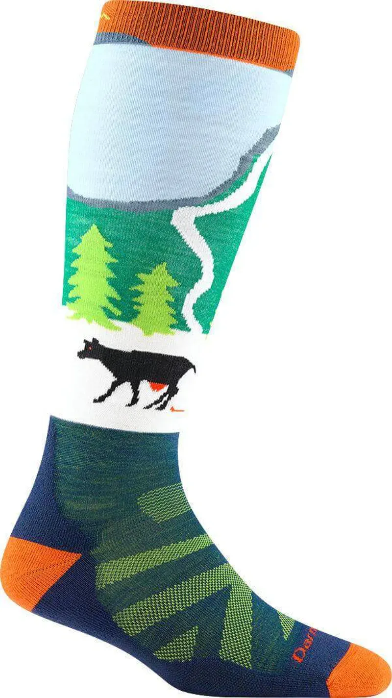 Darn Tough Juniors Pow Cow Midweight Cushioned OTC Socks in Green