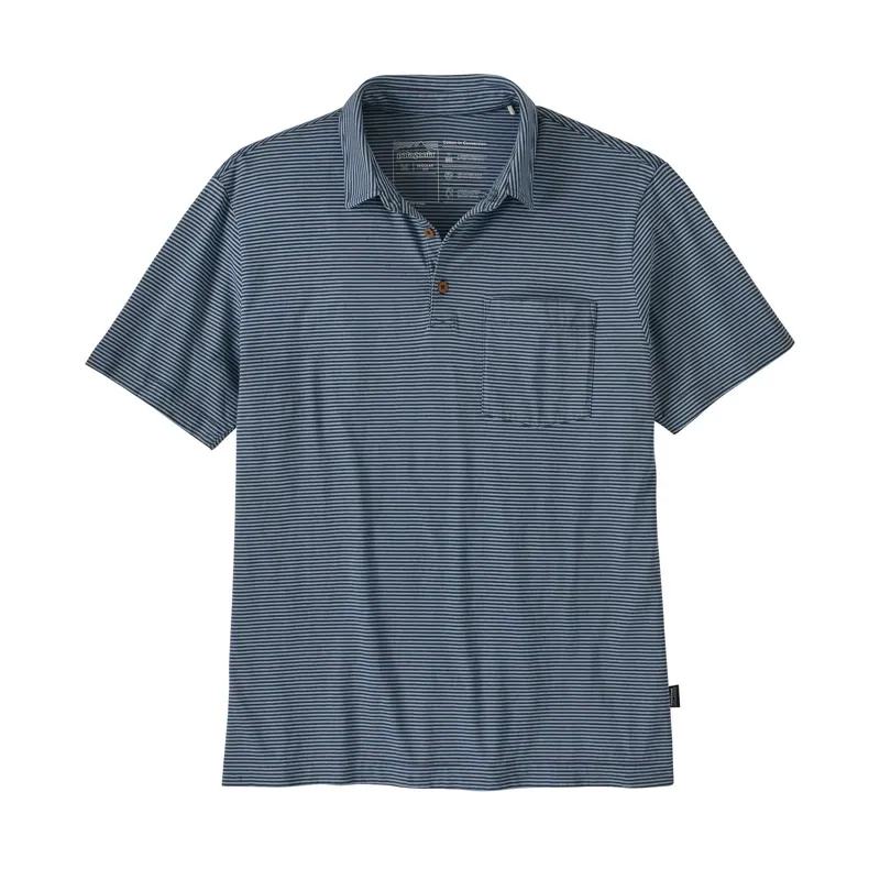 Patagonia Cotton In Conversion LW Mens Polo in Fathom Stripe: New Navy