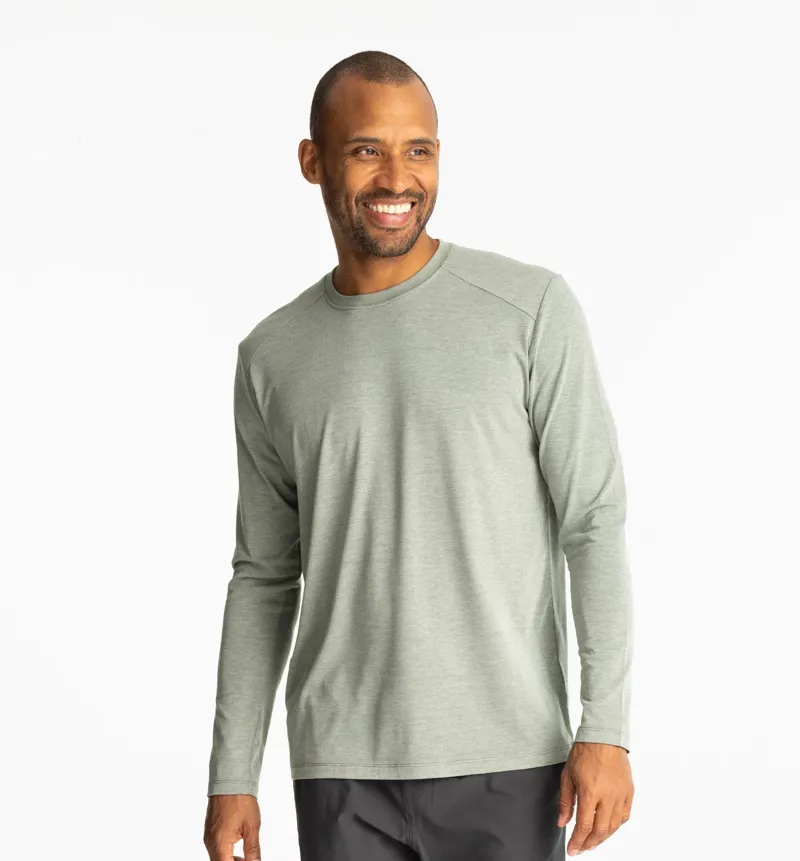Free Fly Bamboo Shade Long Sleeve in Heather Agave Green