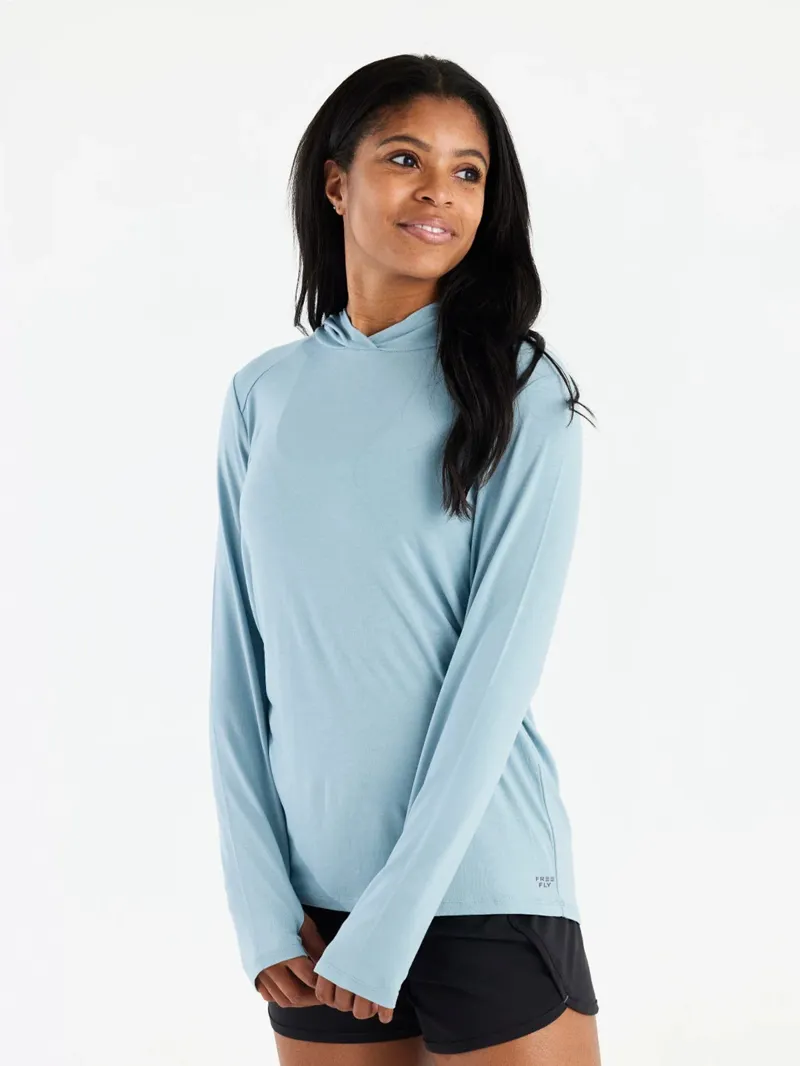 Free Fly Women's Bamboo Shade Hoodie II in Ocean Mist