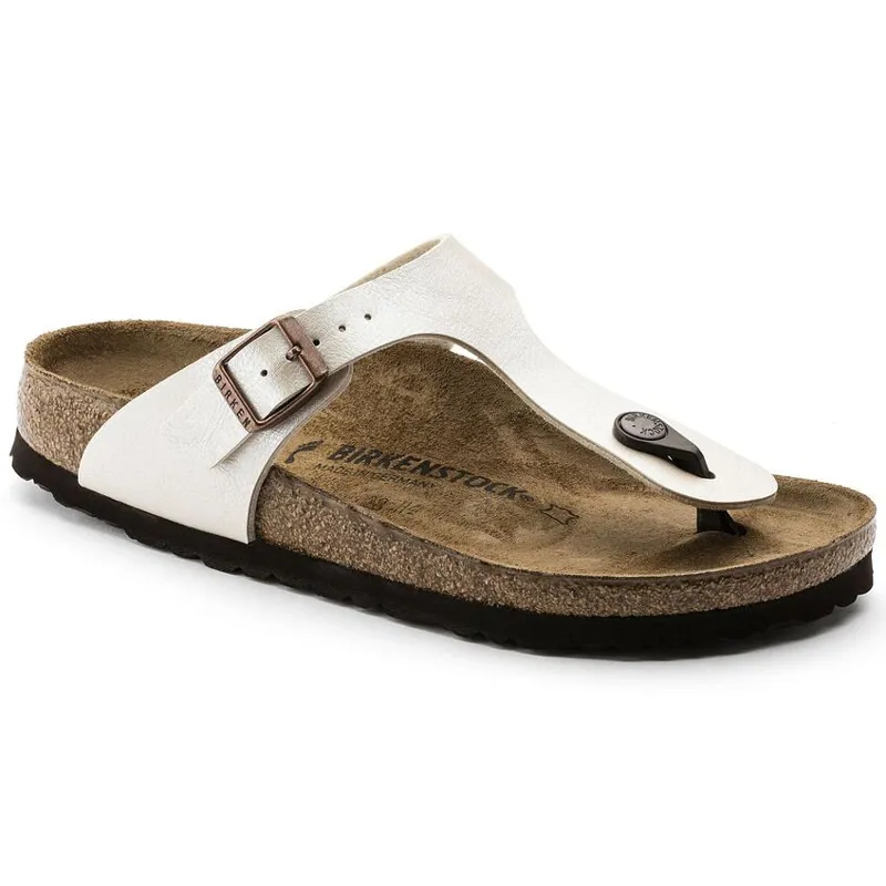 Birkenstock Women's Gizeh Birko-Flor in Pearl White