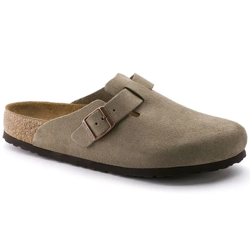 Birkenstock Women's Boston Soft Footbed Suede Leather in Taupe