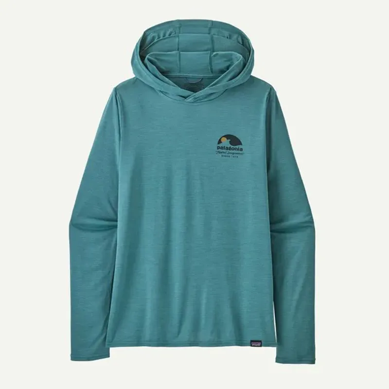 Patagonia Women's Cap Cool Daily Graphic Hoody in Applied Imagination/Wetland Blue X-Dye