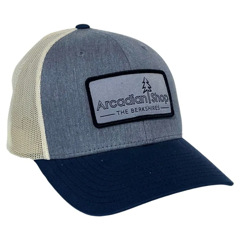 Arcadian Shop Arc Patch Trucker Hat Est 1974 in Light Navy/Birch/Navy