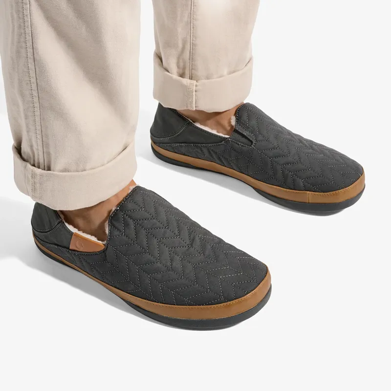 Olukai Hanohano II Waxed Canvas Slippers in Dark Shadow-6