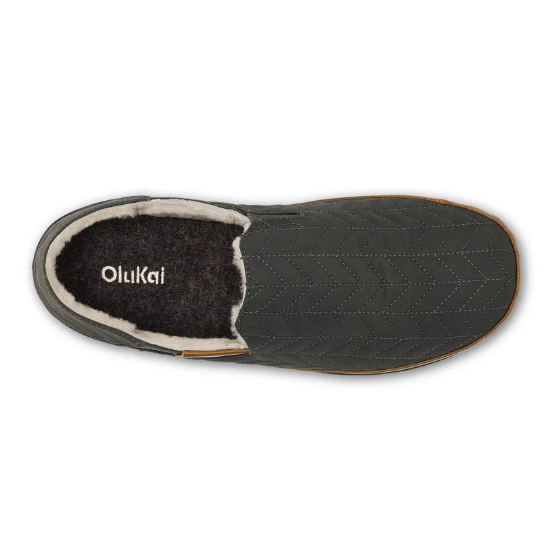 Olukai Hanohano II Waxed Canvas Slippers in Dark Shadow-2
