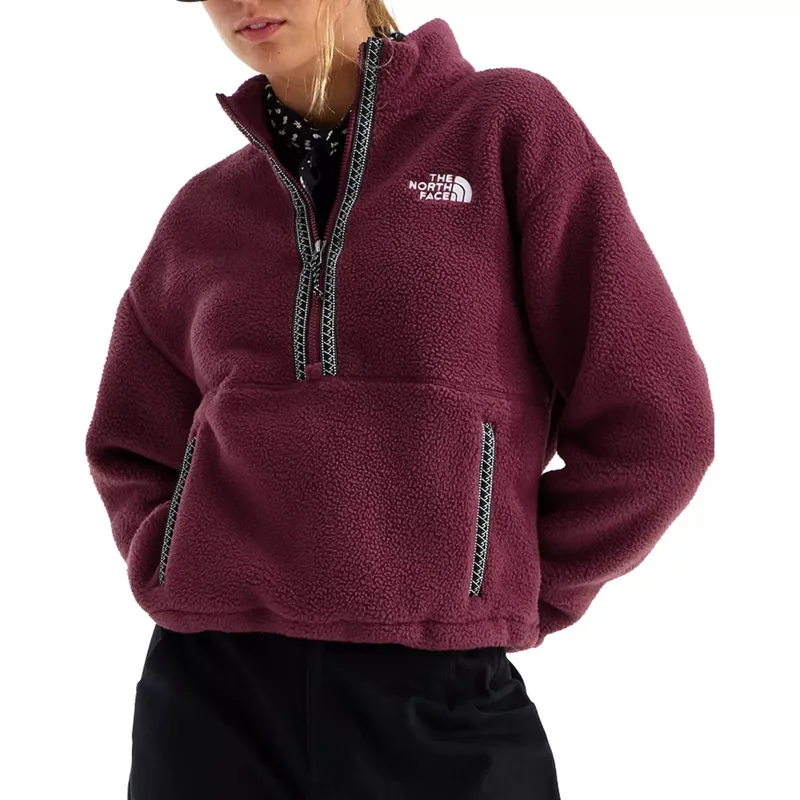 The North Face Women's Fleeski 1/4 Zip Fleece Pullover Burgundy Crush-3