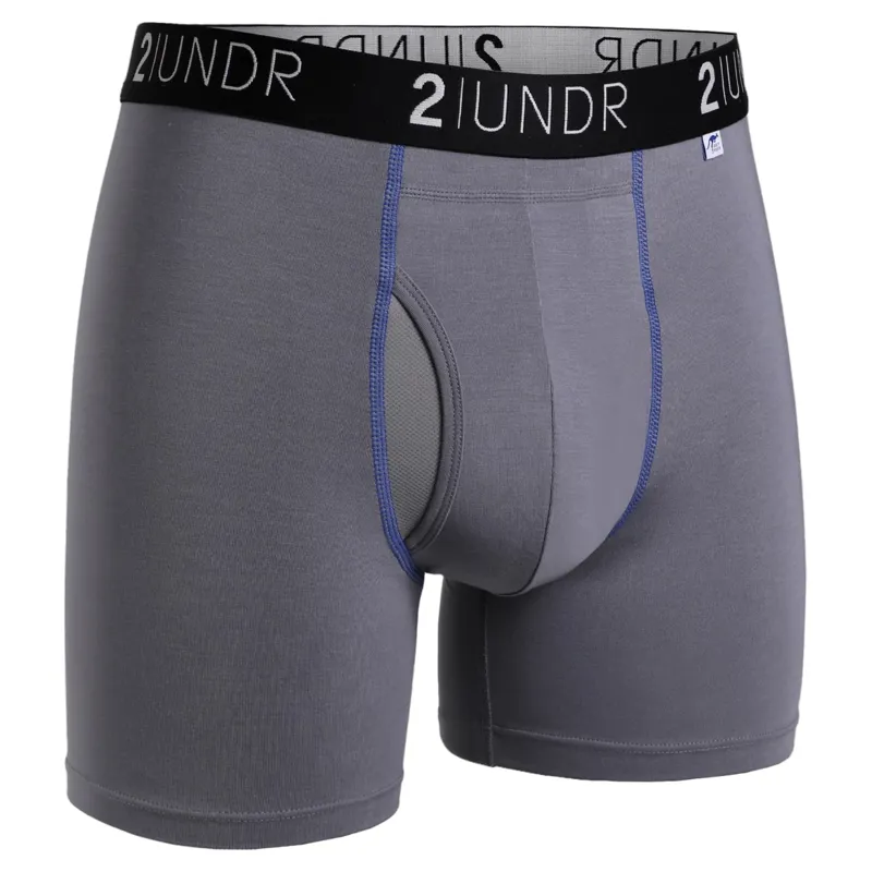 2UNDR Swing Shift 6 Inch Boxer Brief in Grey/Blue