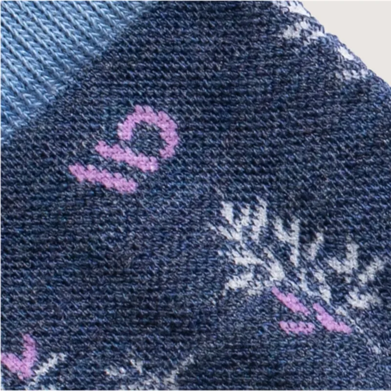 Wide Open Women's Foliage Lightweight Micro Crew Socks in Denim-1