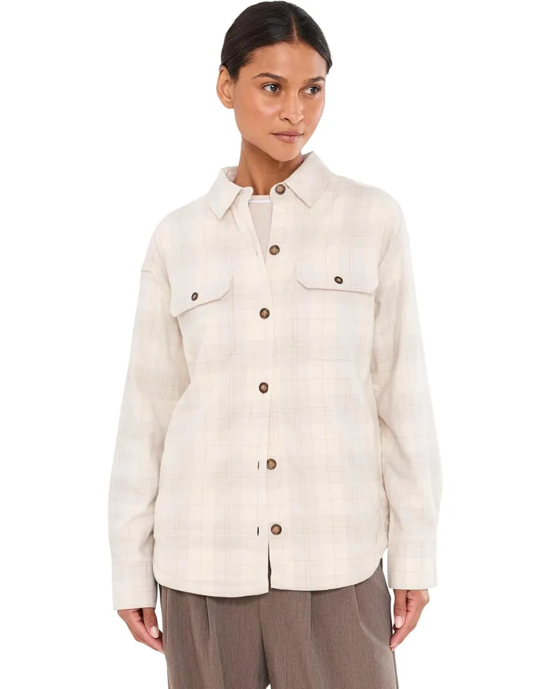 Royal Robbins Women's Vista Flannel Shacket in Chalk Alpine Plaid-1