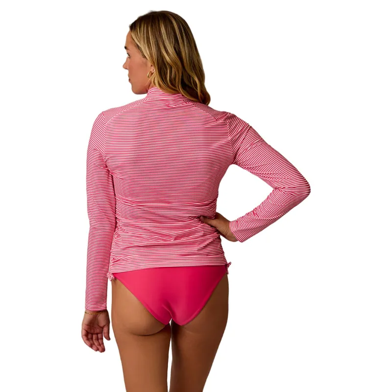 Carve Designs Women's Cruz Rashguard Top in Melon Stripe-3