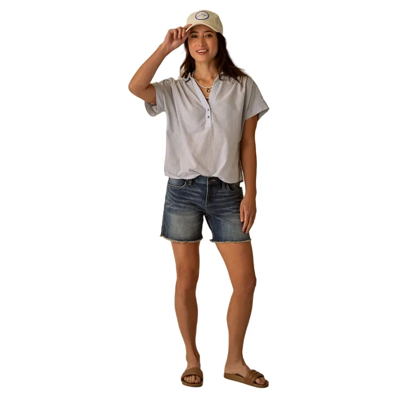 Carve Designs Women's Elliott Voile Top in Captain Pinstripe-3