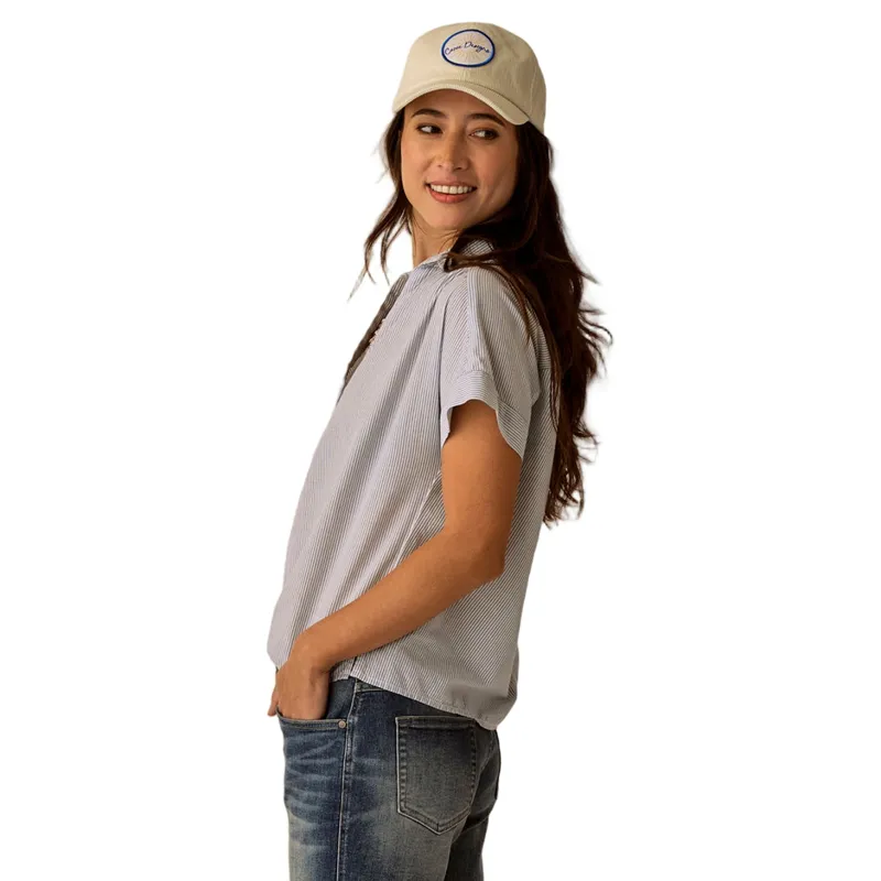 Carve Designs Women's Elliott Voile Top in Captain Pinstripe-1