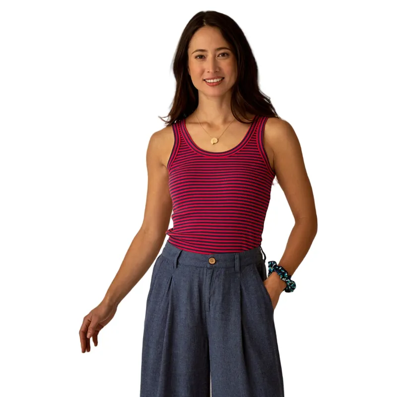 Carve Designs Women's Ever Rib Tank in July Stripe-3