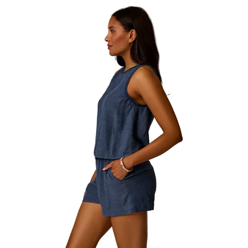 Carve Designs Women's Lou Linen Tank in Captain Chambray-2