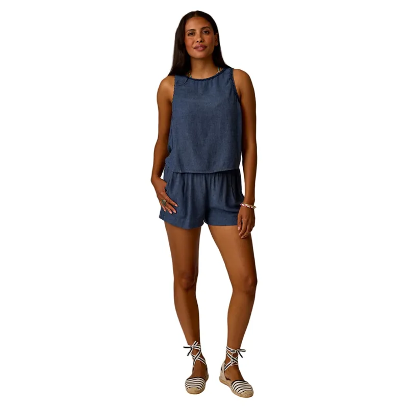 Carve Designs Women's Lou Linen Tank in Captain Chambray-4