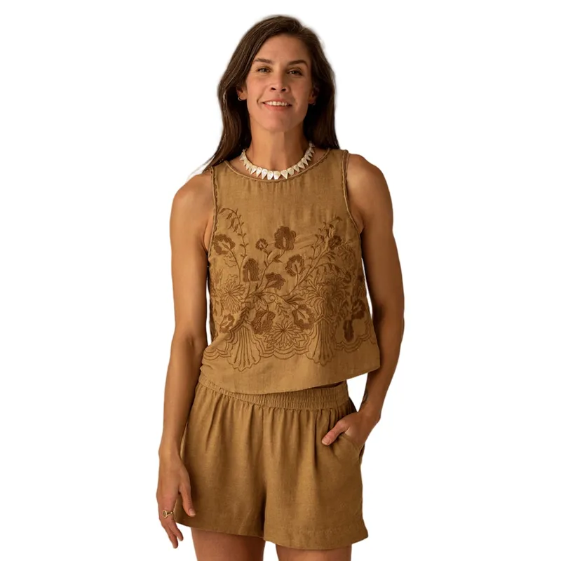Carve Designs Women's Lou Linen Tank in Golden Chambray