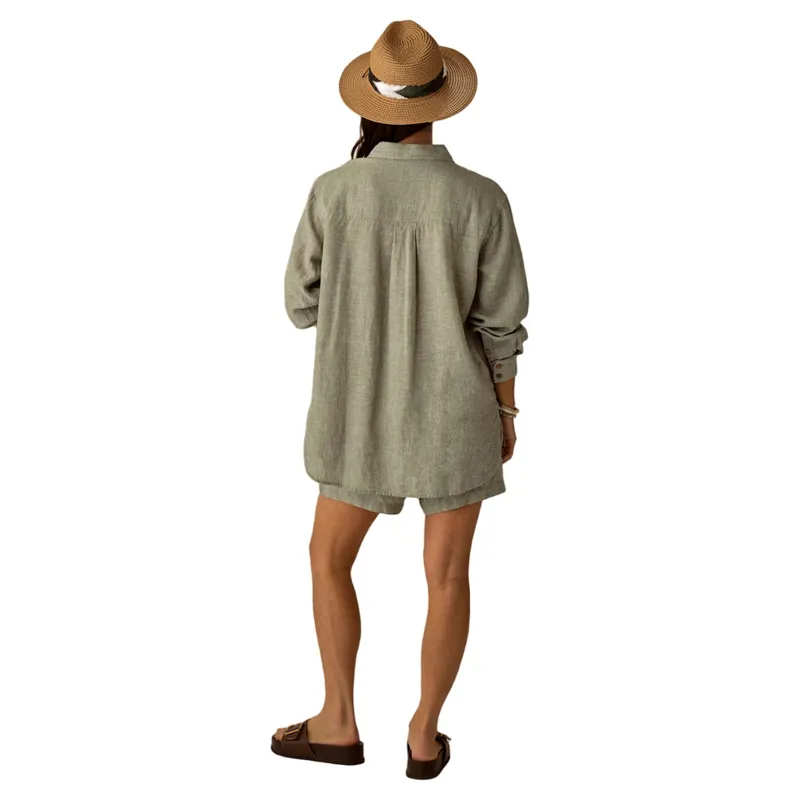 Carve Designs Women's Suki Linen Short in Fatigue Chambray-2