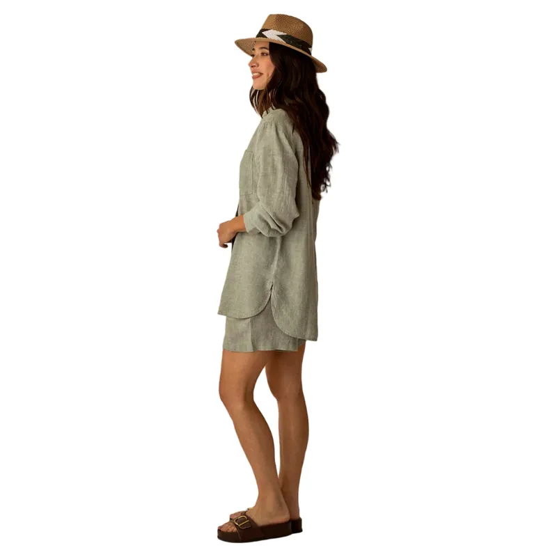 Carve Designs Women's Suki Linen Short in Fatigue Chambray-1