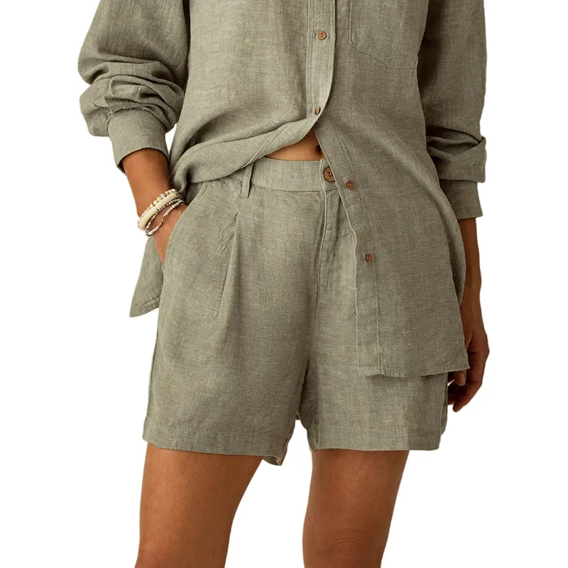 Carve Designs Women's Suki Linen Short in Fatigue Chambray-3