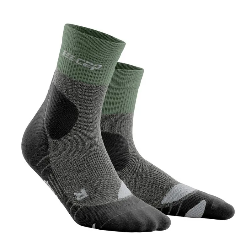 Cep Hike Merino Mid Cut Comp Sock in Green/Light Grey