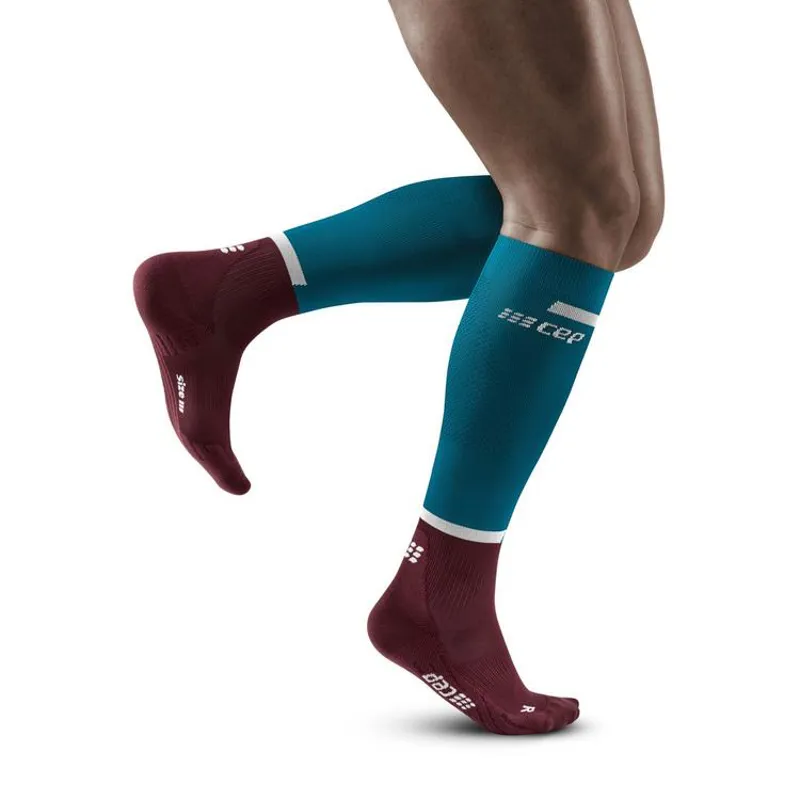Cep Run Compression Tall Sock 4.0 in Petrol/Dark Red