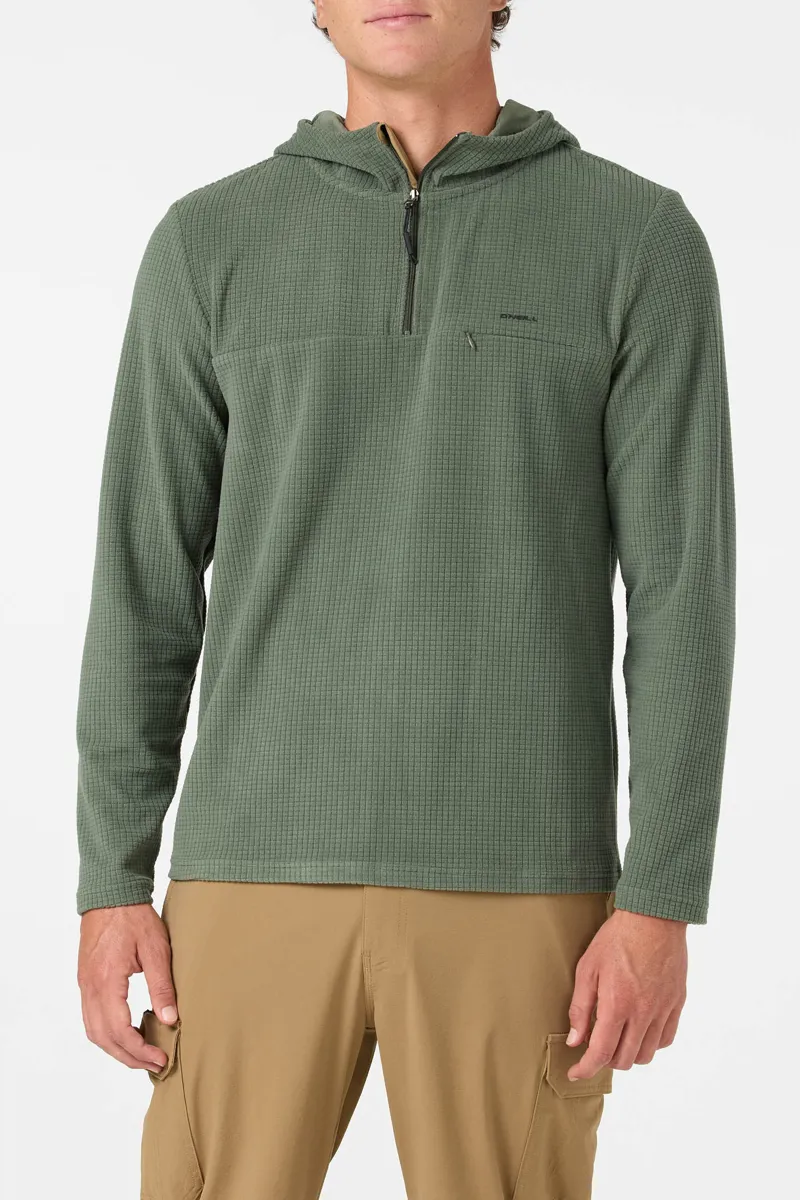 O'Neill TRVLR Hooded Quarter Zip Long Sleeve Pullover in Dark Olive-2
