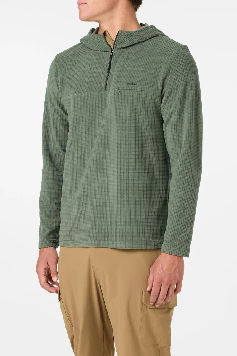 O'Neill TRVLR Hooded Quarter Zip Long Sleeve Pullover in Dark Olive-3