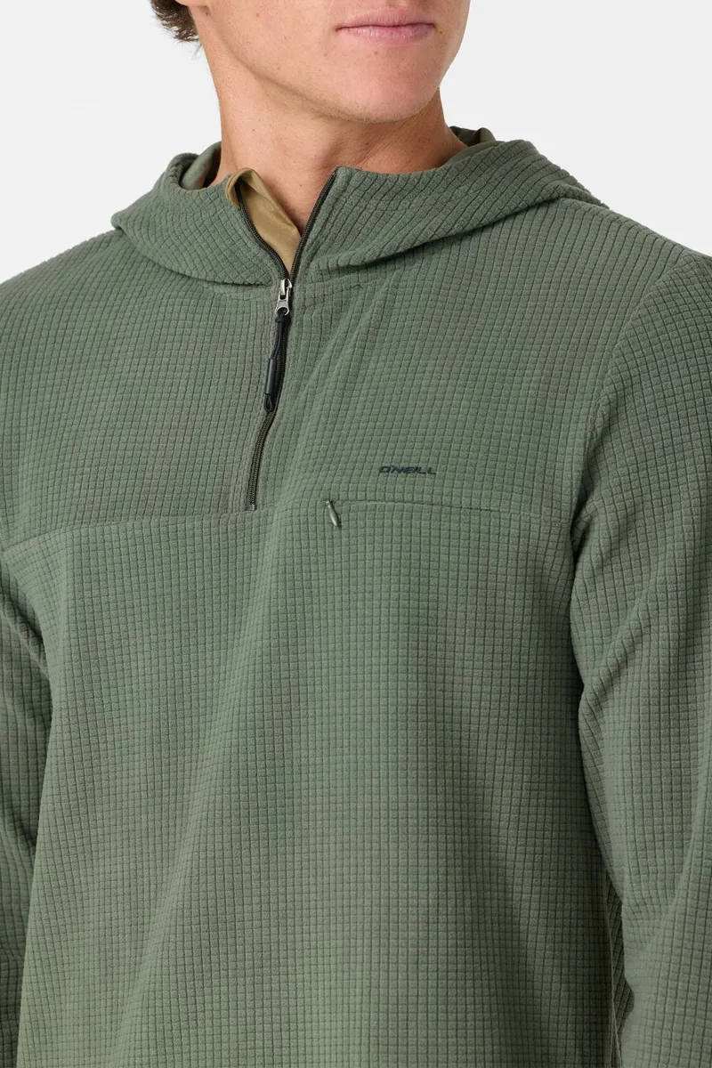 O'Neill TRVLR Hooded Quarter Zip Long Sleeve Pullover in Dark Olive-5