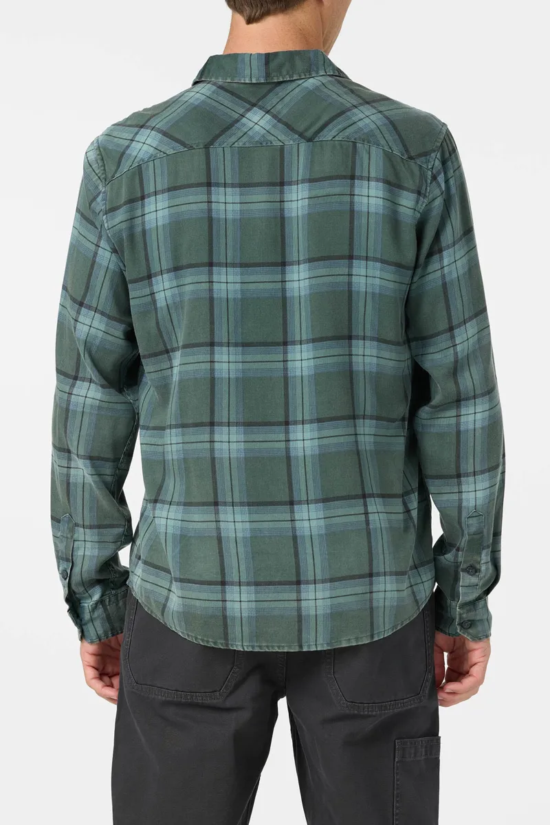 O'Neill O'Riginals Printed Flannel Long Sleeve Shirt in Hunter Green-4