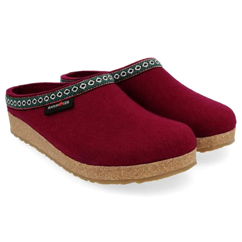 Haflinger Gz Wool Clog In Bordo