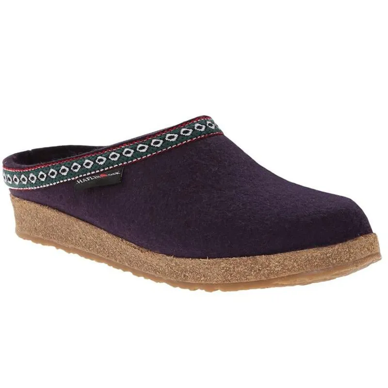 Haflinger Gz Wool Clog In Eggplant