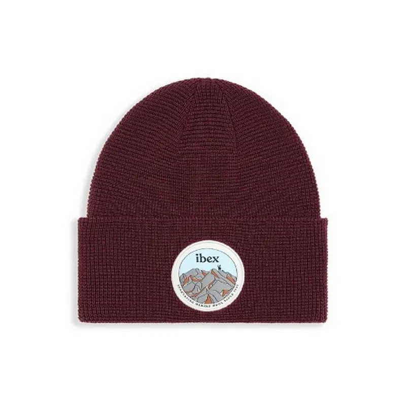 Ibex Alpine Waffle Knit Beanie in Winetasting