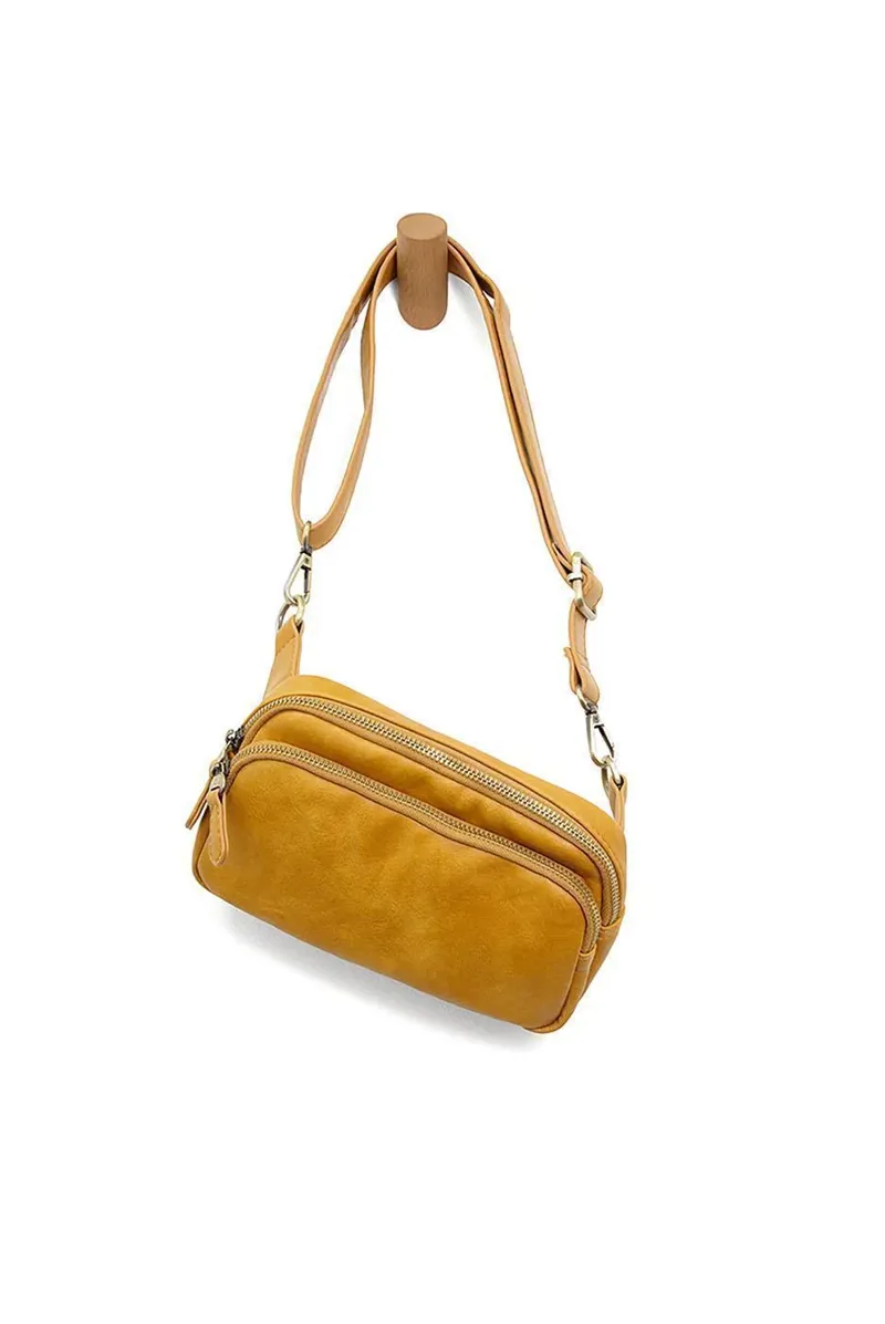 Joy Accessories Kylie Double Zip Sling/Belt Bag in Honey-1