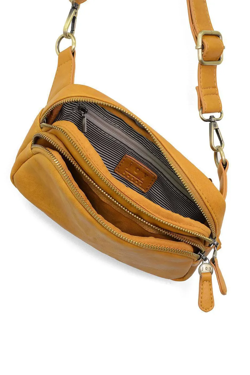 Joy Accessories Kylie Double Zip Sling/Belt Bag in Honey-2