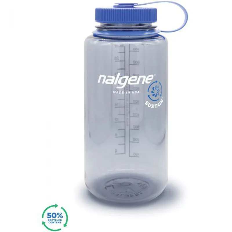 Nalgene Wide Mouth 32Oz Sustain in Gray W/Blue Lid