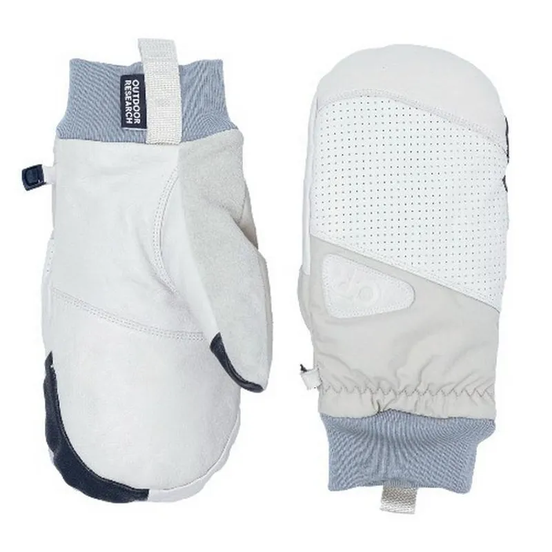 Outdoor Research Snowcrew Leather Mitts in Oyster/Pro Khaki
