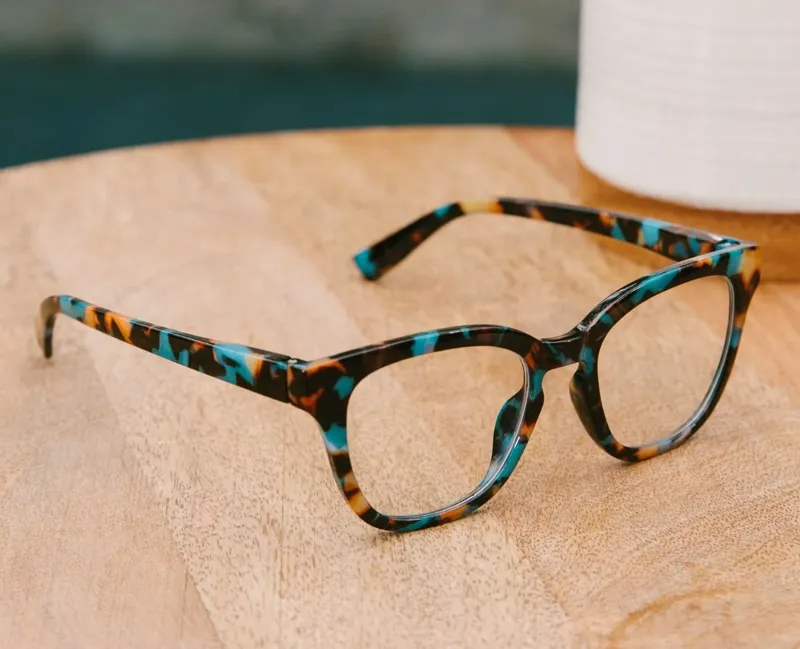 Peepers Betsy Blue Light Glasses in Teal Botanico-3