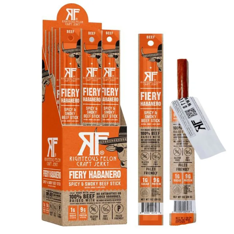 Righteous Felon Beef Stick 1Oz in Habenero