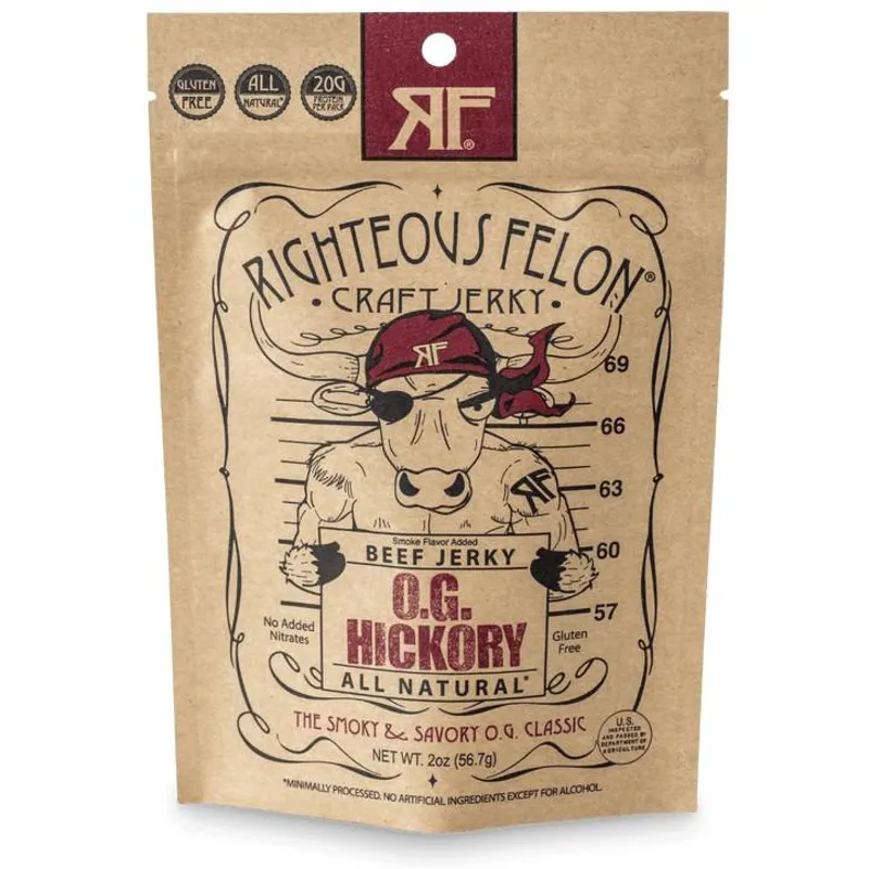 Righteous Felon Craft Jerky 2Oz in Hickory