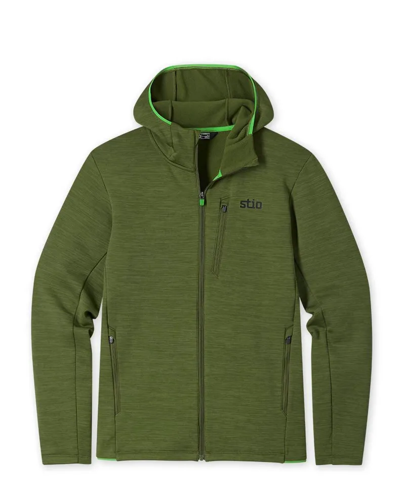 Stio Glide Power Stretch Full Zip Hoodie in Pine Forest Heather