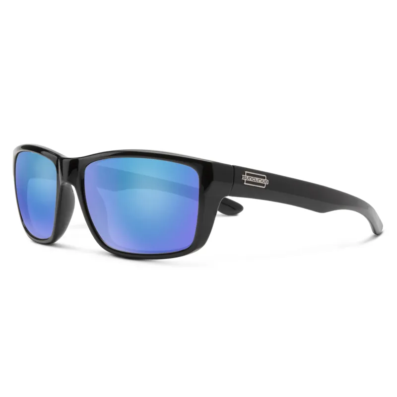 Suncloud Mayor Sunglasses Black w/Polarized Blue Mirror Lens