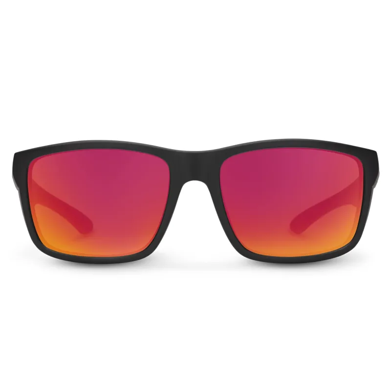 Suncloud Mayor Sunglasses Matte Black w/Polarized Red Mirror Lens-1