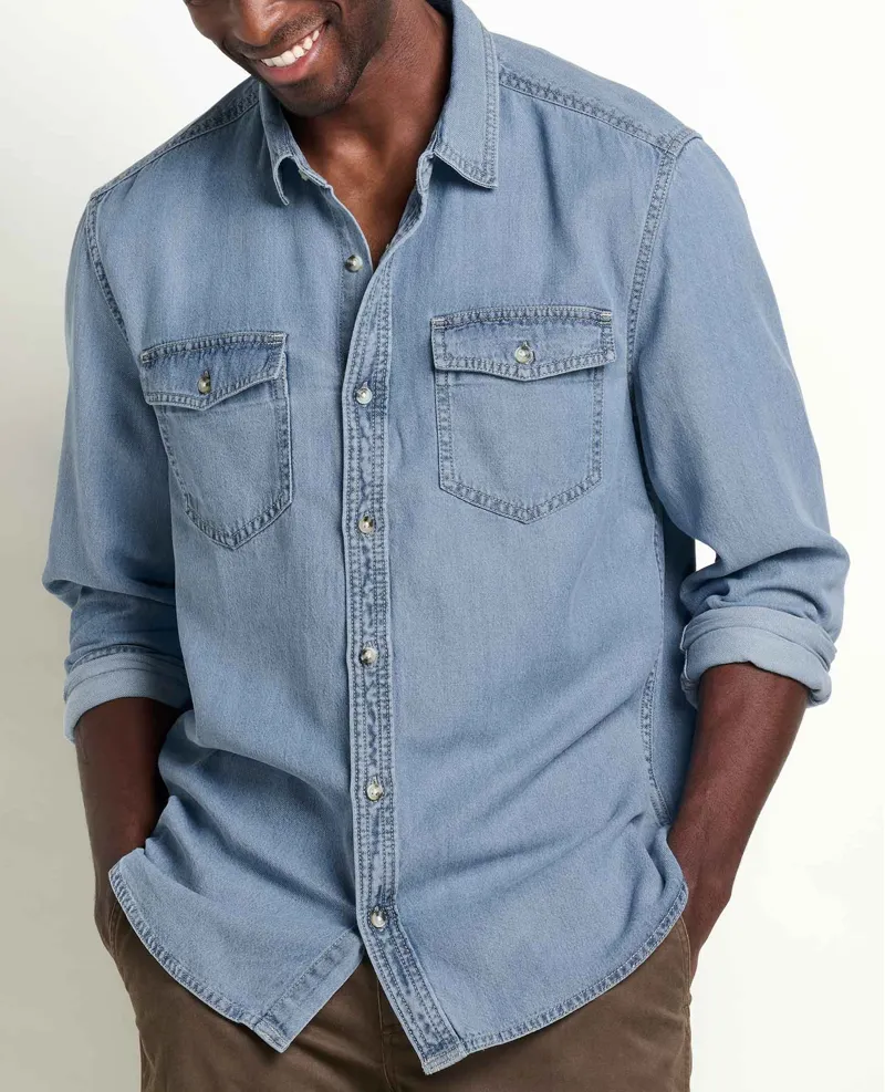 Toad and Co. Pinon Soft Denim Long Sleeve Shirt in Bar Harbor-2