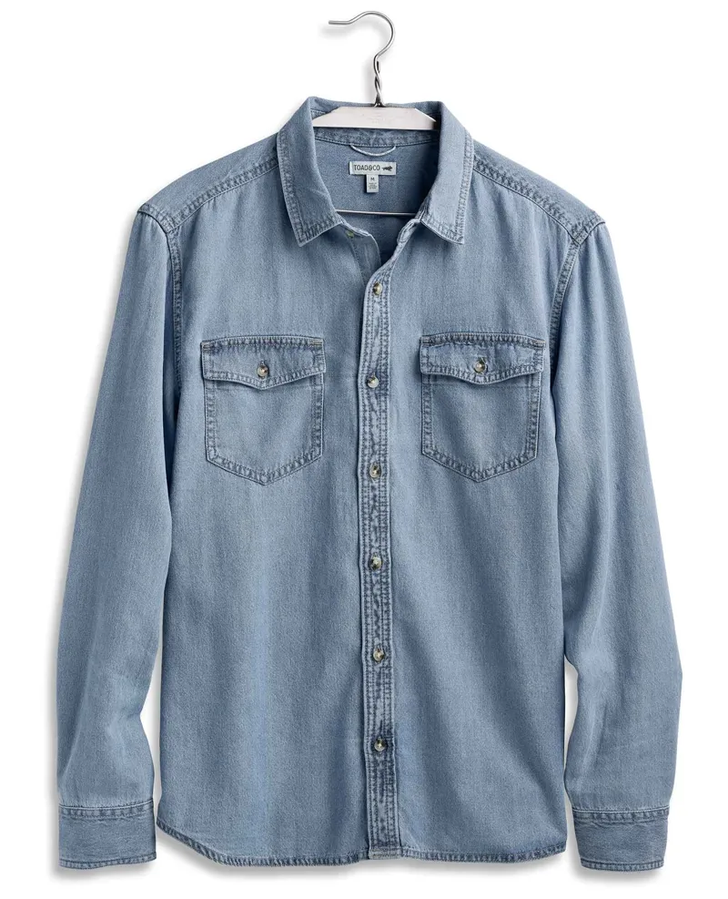 Toad and Co. Pinon Soft Denim Long Sleeve Shirt in Bar Harbor-4