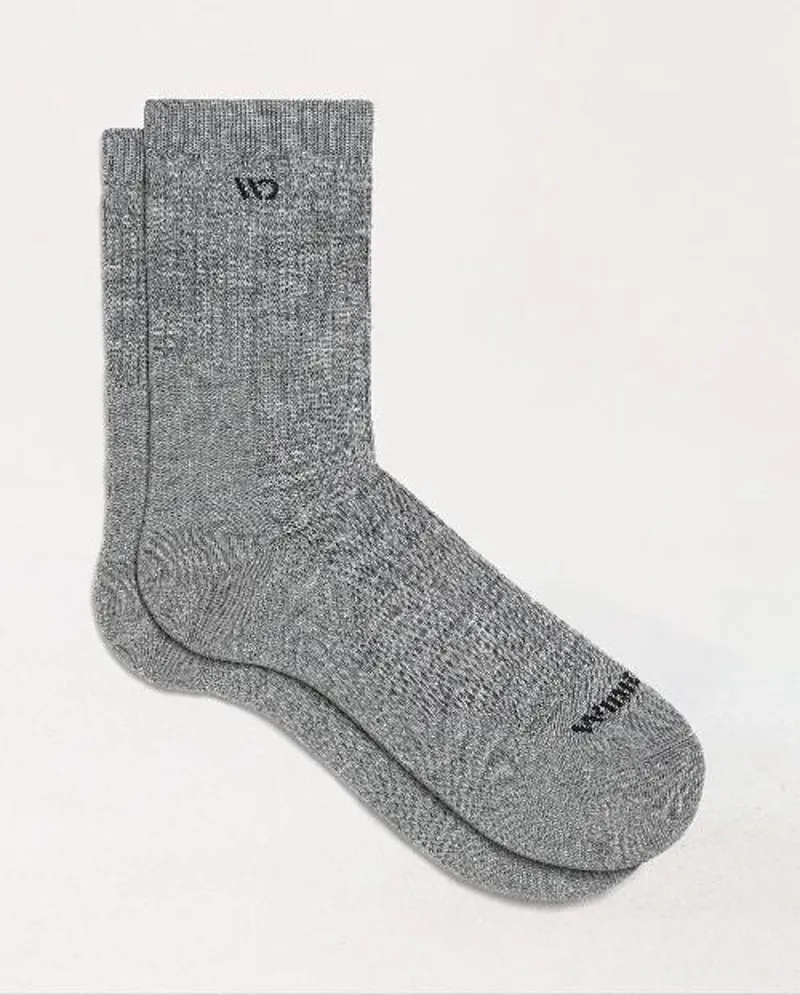 Wide Open Solid Midweight Micro Crew Sock in Light Gray