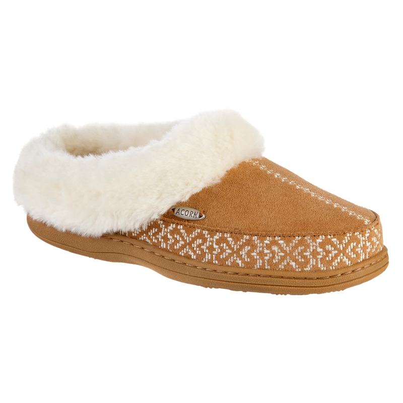 Acorn Women's Greta Embroidered Clog Slipper in Buckskin
