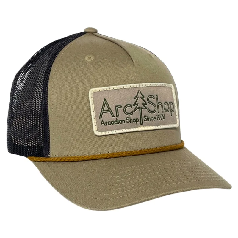 Arcadian Shop Arc Patch Trucker Cap in Pale Khaki/Greyish Brown/Rodeo