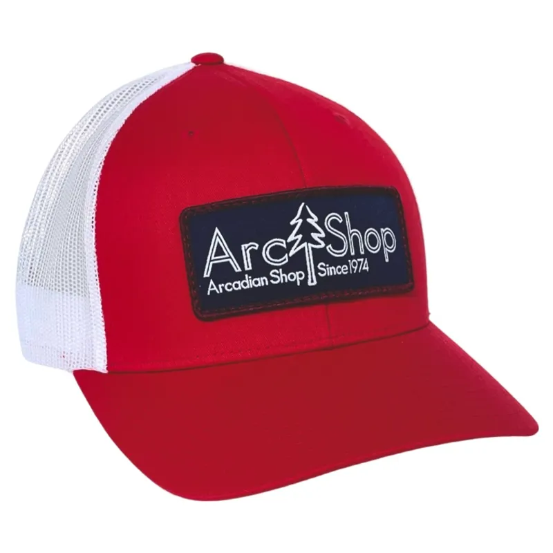 Arcadian Shop Arc Patch Trucker Cap in Red/White