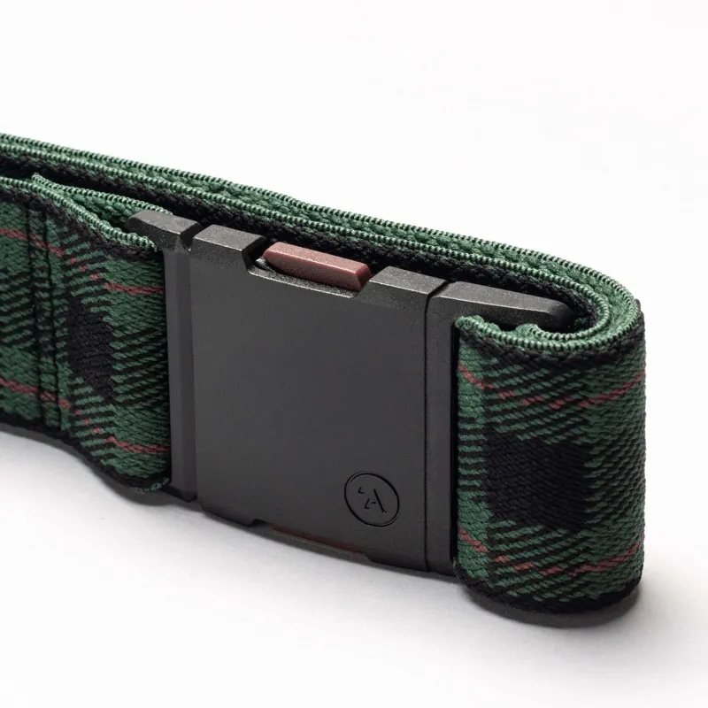Arcade Plaid Stretch Belt in Emerald Wine-3